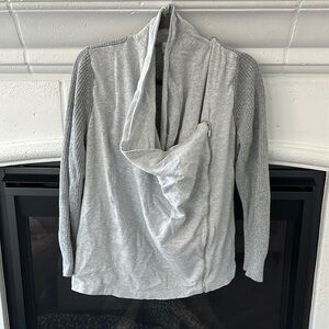 Chico's Gray Cardigan with Draped Shawl Collar - EUC